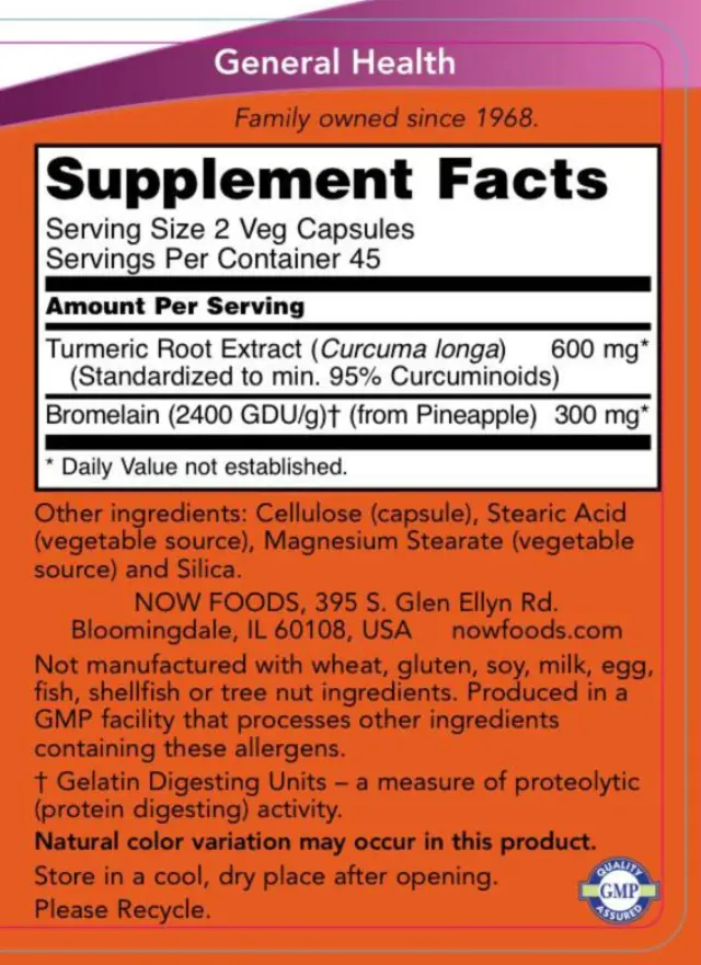 Now Foods Turmeric & Bromelain 2