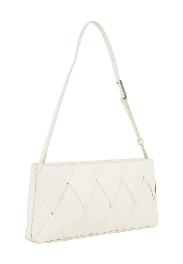 Calvin Klein Γυναικεία Τσάντα Woven Elongated Shoulder Bag Λευκή 2