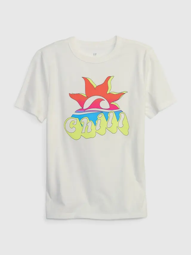 Άσπρη Παιδική 100% Οργανικό Βαμβάκι Graphic Μπλούζα new off white