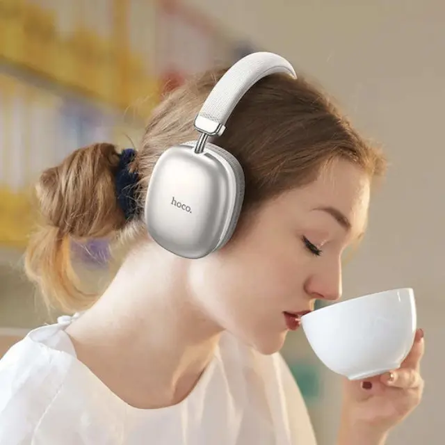 Hoco W35 Ασύρματα / Ενσύρματα Over Ear Ακουστικά με 40 ώρες Λειτουργίας Ασημί HOC-W35-SL 3