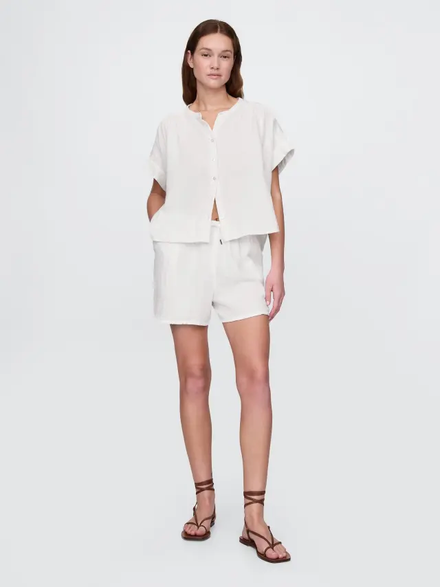 Crinkle Gauze Easy Σορτς New off white