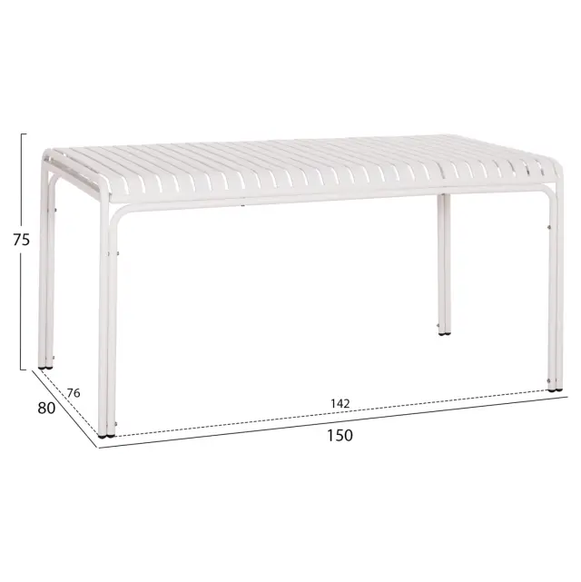 ΤΡΑΠΕΖΙ ΑΛΟΥΜΙΝΙΟΥ FB96339.02 ΛΕΥΚΟ 150x80x75Υεκ. 2
