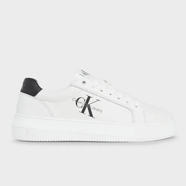 Calvin Klein - Γυναικεία Δερμάτινα Sneakers Chunky Cupsole Mono Wn YW0YW00823-0LB Λευκό - 40