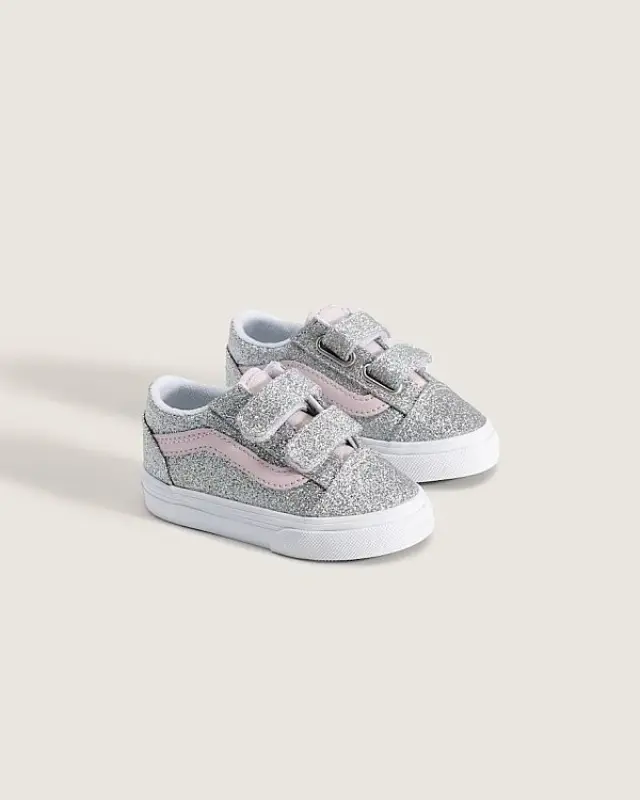 Βρεφικό Παπούτσι για Κορίτσι Vans Old Skool V Glitter Silver/Pale Petal (Μεγέθη 20-26) ΑΣΗΜΙ