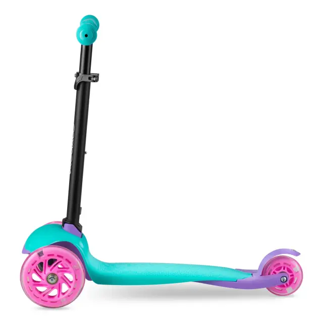 Ricokids Παιδικό πατίνι - σκούτερ με 3 τροχούς, αναδιπλούμενο με LED, έως 25 κιλά Τιρκουάζ-Μωβ 3