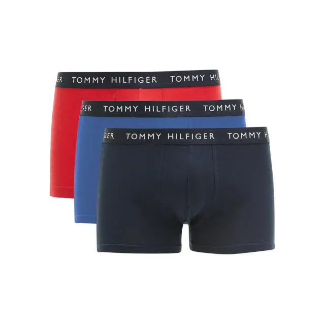 Tommy Hilfiger Ανδρικό Boxer Essential Logo Waistband Trunks - Τριπλό Πακέτο, Χρώμα Des Sky-Petrol Blue-Prim Red - S