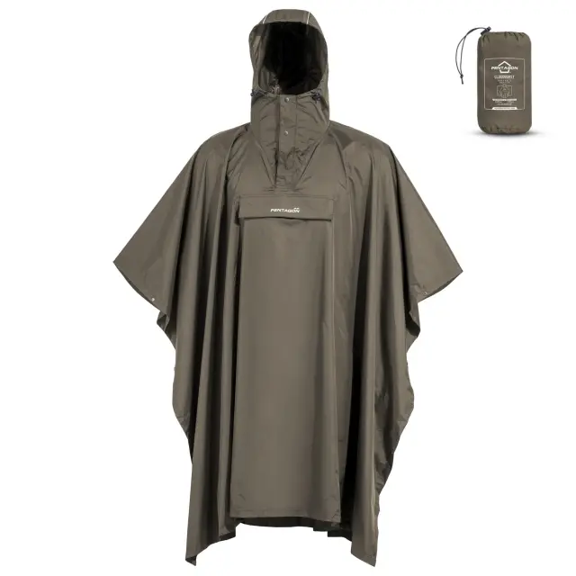 Pentagon Cloudburst Packable Rain Poncho-Πόντσο για Τακτική-Καθημερινή Χρήση - 01-Black-Μαύρο 2