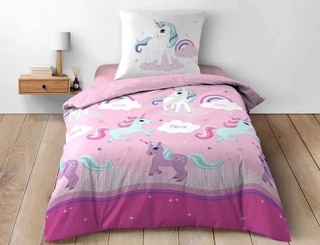 Σετ Μονή Παπλωματοθήκη & Μαξιλαροθήκη Unicorn Douceur d'intérieur από βαμβάκι 42TC, με διαστάσεις 140x200cm 1641632