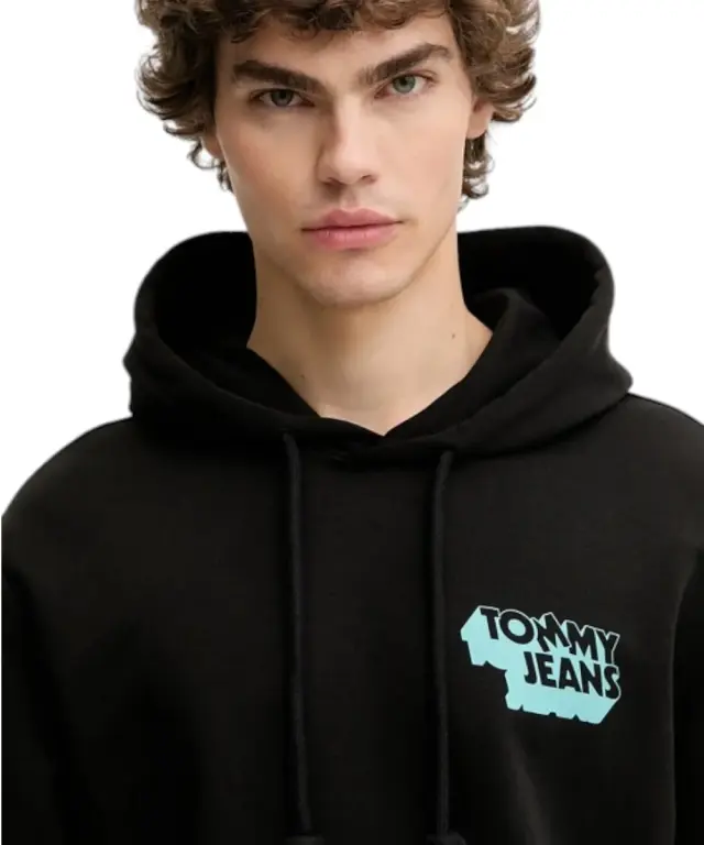 Tommy Hilfiger - Ανδρικό Φούτερ Stack Back Logo Hoodie DM0DM21625-BDS Μαύρο 3
