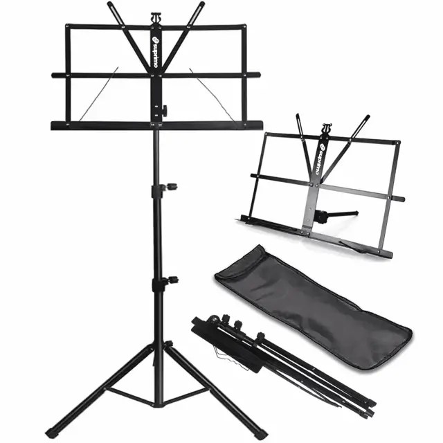 SUPRIMO D1 music stand sheet holder tripod adjustable foldable cover set 65-130 cm up to 12 kg