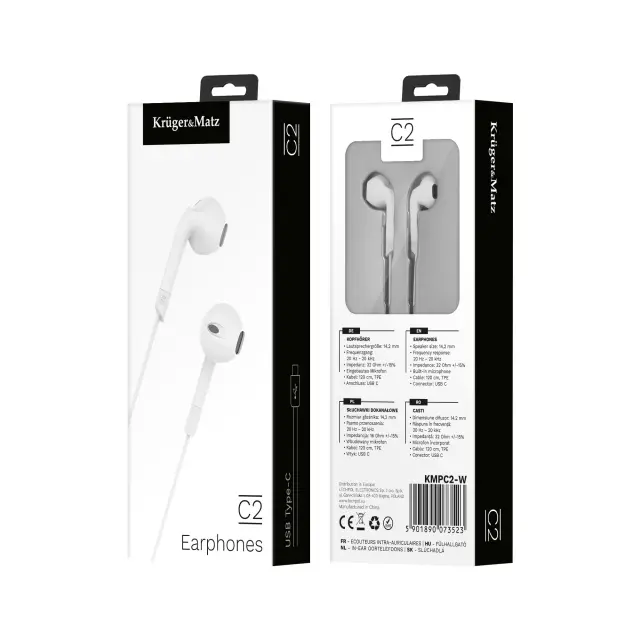 Ακουστικά in-ear USB-C με μικρόφωνο Kruger&Matz C2 λευκά 3