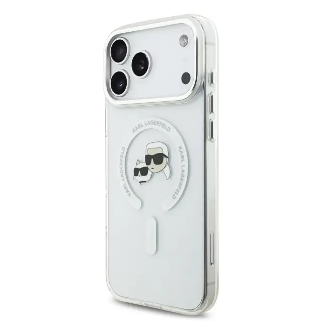 Karl Lagerfeld IML K&CH Heads Metal Frame MagSafe Case for iPhone 17 Pro Max Transparent 2