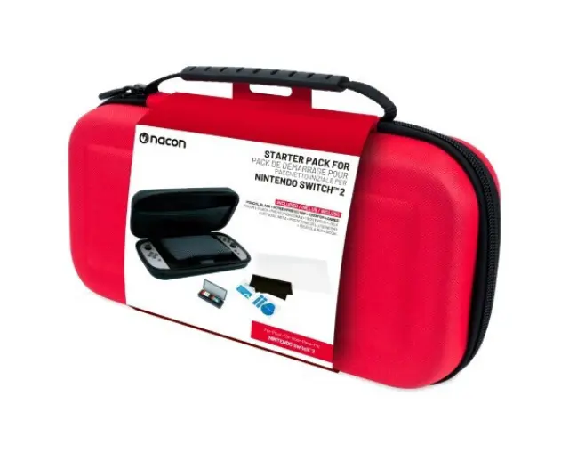 Essential Pack til Nintendo Switch II &ndash; H&aring;rdtaske, Sk&aelig;rmbeskyttelse og Opbevaringsboks til 4 Spil (R&oslash;d) - Nintendo Switch 2