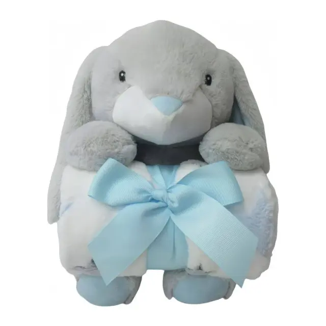 FreeON Free2Play Κουβέρτα Αγκαλιάς 90x75cm με Λούτρινο Κουνελάκι Grey 0+ Μηνών