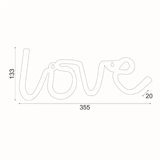 AcaLight Offer LOVE, 118 NEON LED ΛΑΜΠΑΚΙΑ ΜΕ ΜΠΑΤΑΡΙΑ (3xAA)/USB, WW, IP20, 35.5x2x13cm 2