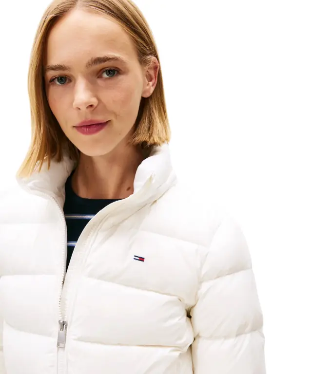 Tommy Hilfiger - Γυναικείο Μπουφάν Πουπουλένιο Basic Hooded Down Slim Fit DW0DW18312-YBL Εκρού 2
