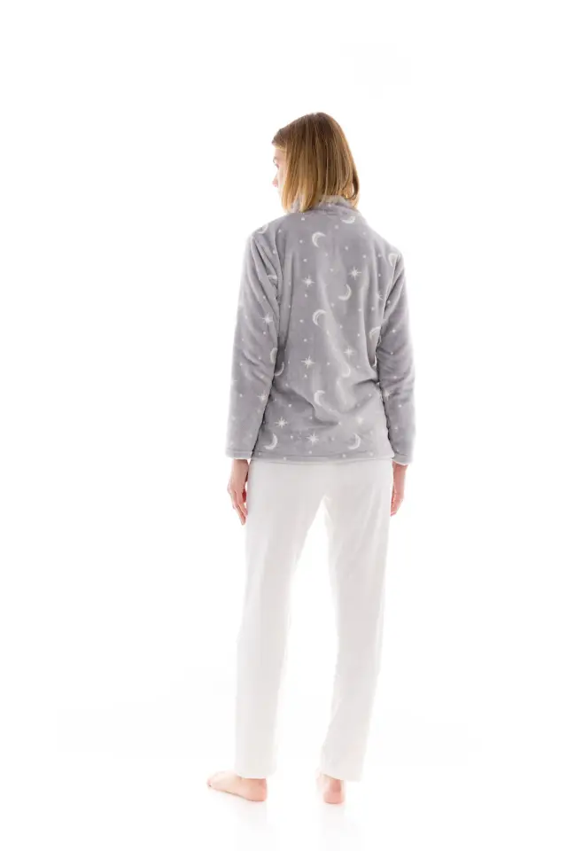 W1487 - Grey - ROBE ZIPPER FLEECE NIGHT SKY - S 3