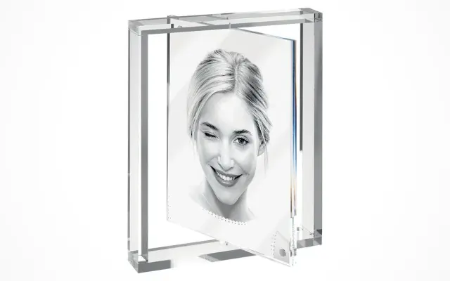 κορνίζα ακρυλική , plexiglass , δώρο για γραφείο επιτραπέζια περιστρεφόμενη για 2 φωτογραφίες 13Χ18 ( A1455) 2