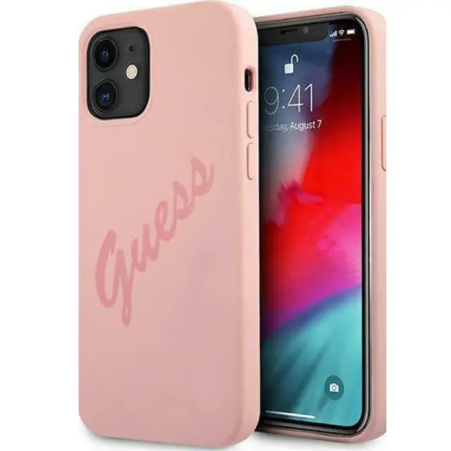Guess Vintage Script Back Cover Πλαστικό Ροζ (iPhone 12 mini)