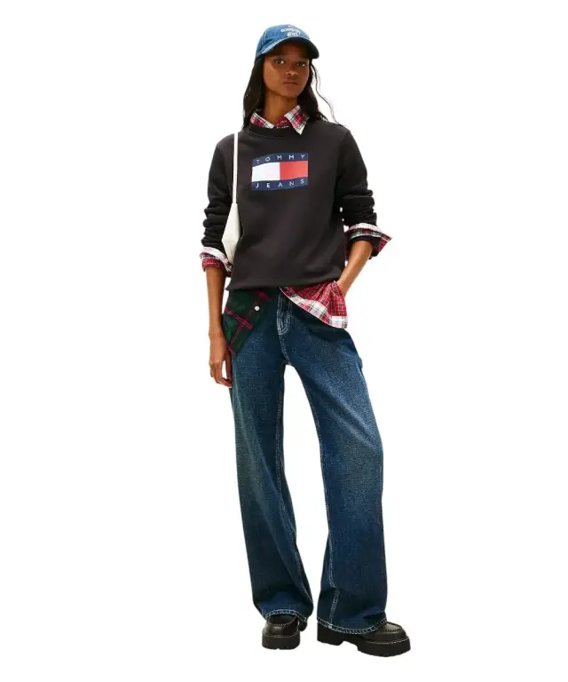 Tommy Hilfiger - Γυναικείο Φούτερ Tonal Flag Sweatshirt Regular Fit DW0DW22564-BDS Μαύρο 3