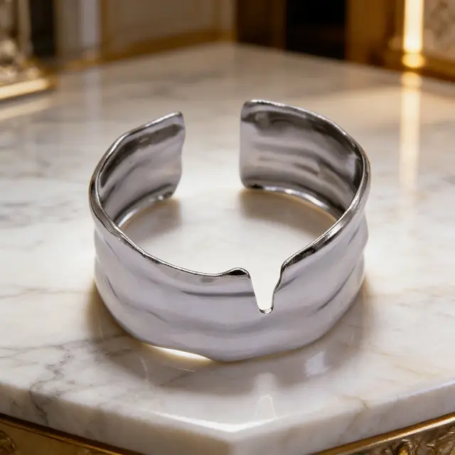 Silver Curved Cuff Bracelet