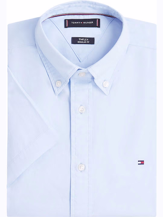 Tommy Hilfiger Κοντομάνικο Βαμβακερό Πουκάμισο σε Κανονική Γραμμή Γαλάζιο Γαλάζιο - XL 3