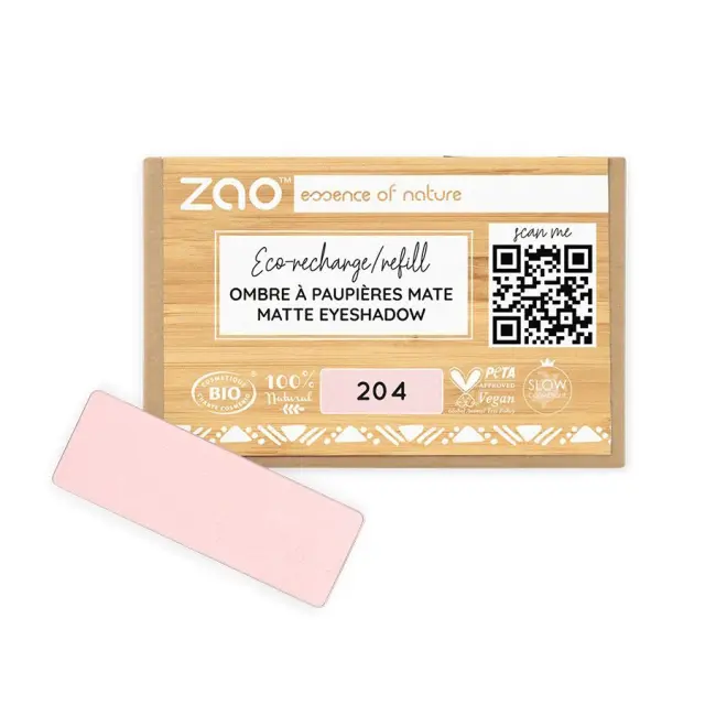 Zao Organic Eyeshadow Rectangle Matte – Βιολογική Ματ Σκιά Ματιών (Ανταλλακτικό) - 204 Golden Old Pink Matte