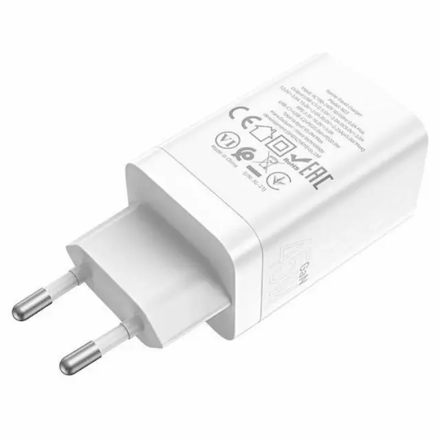 Hoco Φορτιστής με 2 Θύρες USB-C 45W Power Delivery Λευκός (N23 Starlight) 2