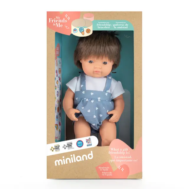 MINILAND DOLLS MINILAND ΚΟΥΚΛΑ ΚΑΣΤΑΝΟ ΑΓΟΡΙ 38 CM ΜΕ ΡΟΥΧΑΛΑΚΙΑ 3