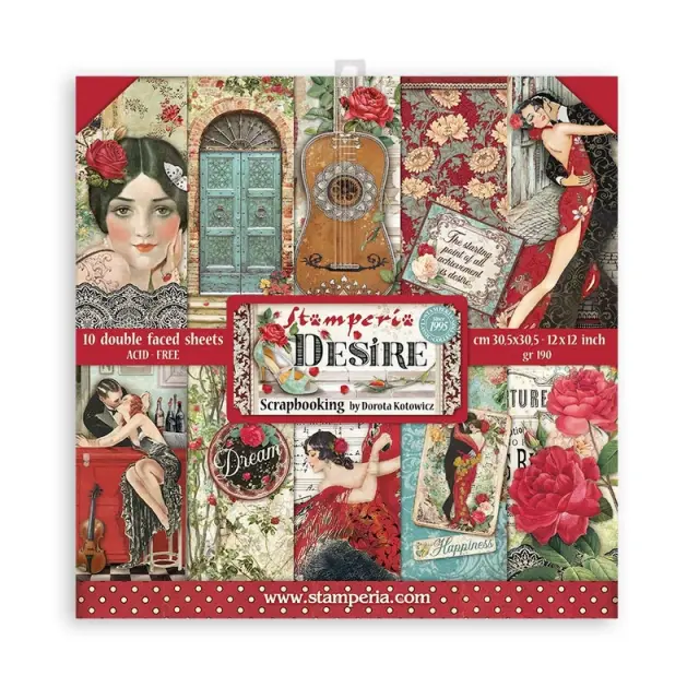 Χαρτιά scrapbooking Stamperia 10τεμ, 30.5x30.5cm, Desire