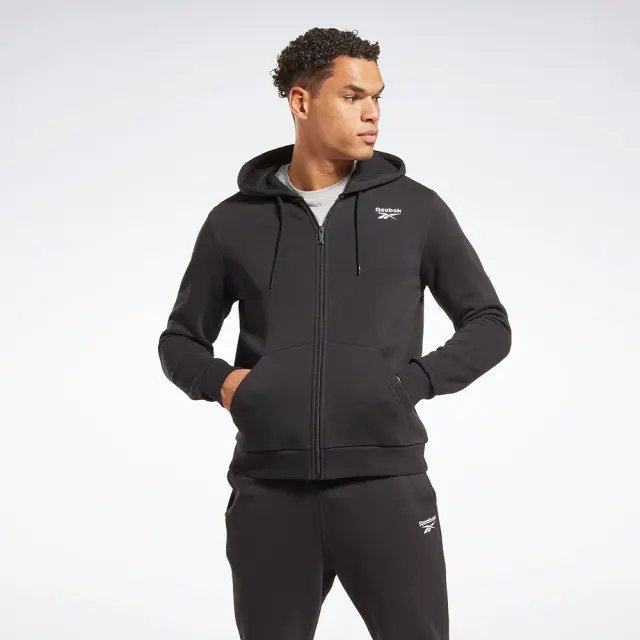 Reebok Left Chest Logo Full Zip (100065293-Black) - Μαύρο