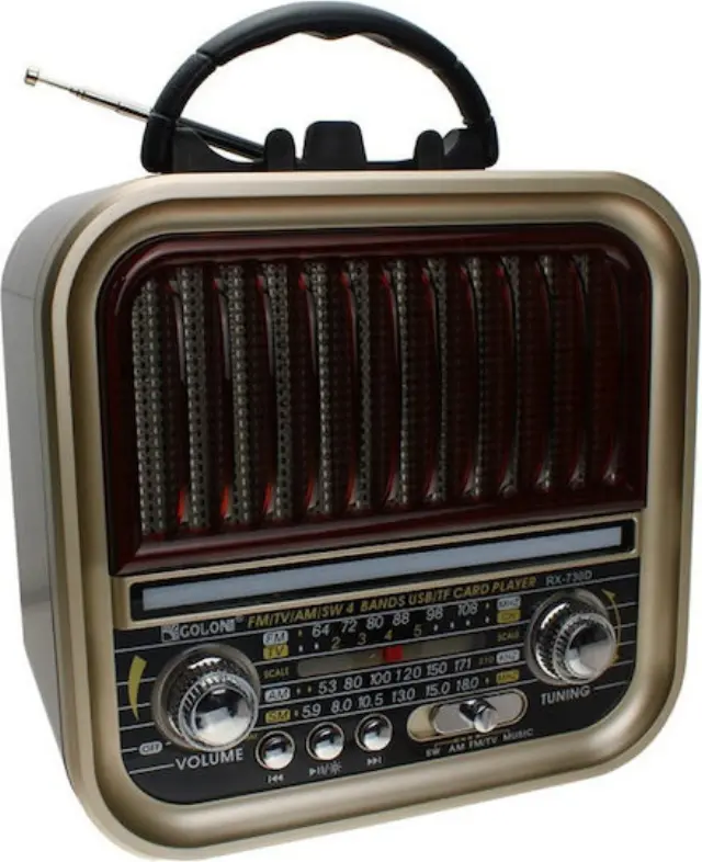 RX730D Retro Φορητό Ραδιόφωνο Επαναφορτιζόμενο με Bluetooth και USB Χρυσό 51495268