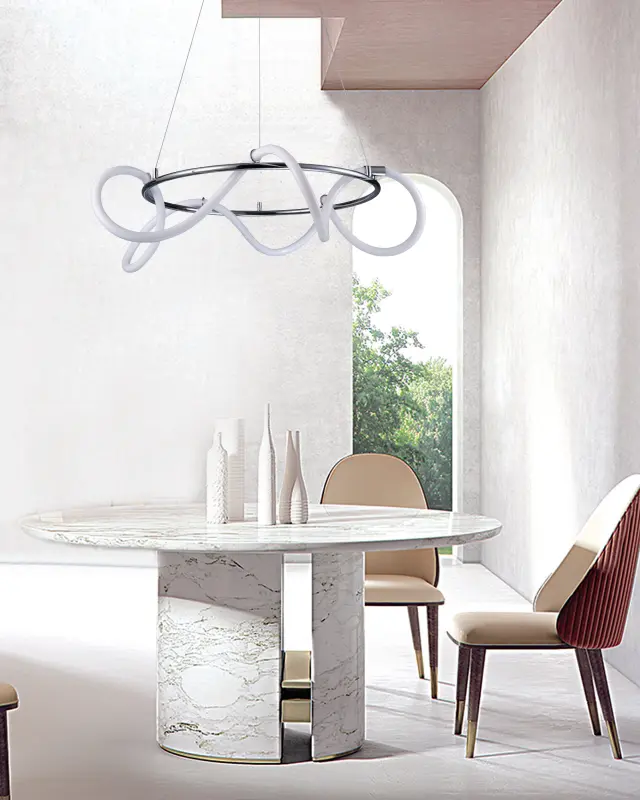 InLight Κρεμαστό φωτιστικό LED 80W 3000K από χρώμιο μέταλλο και σωλήνα σιλικόνης D:80cm (6017-A-CH) 2