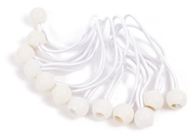 Elastic with ball white 12 pieces +/- 17 cm