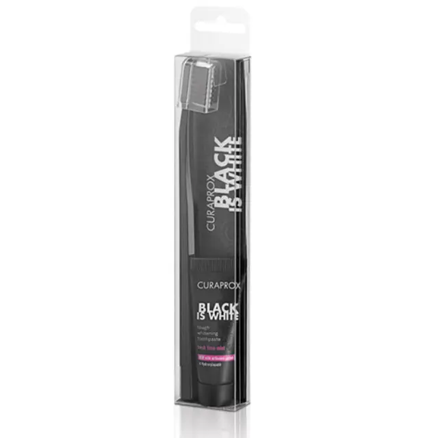 Curaprox Black Is White Οδοντόβουρτσα 1τμχ και Toothpaste Whitening Fresh Lime-Mint 8ml