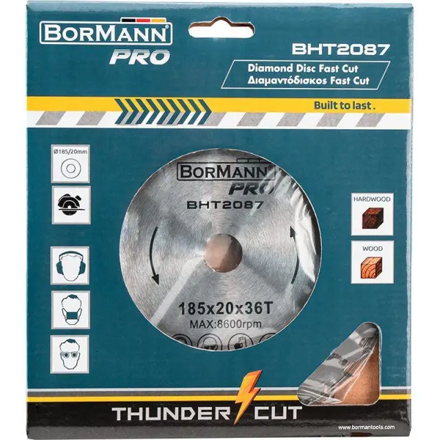 Bormann Pro BHT2087 – Διαμαντόδισκος ξύλου FAST CUT Φ185x20mm 36Z (044116) 2