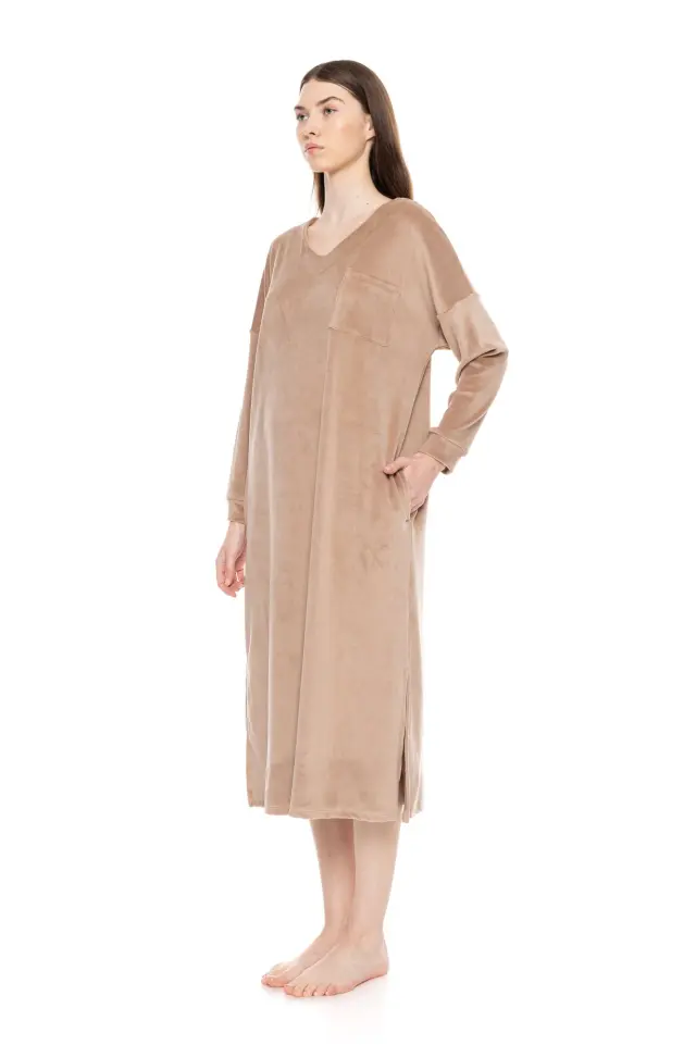 W1891 - Skin - NIGHTGOWN LONG SOFT VELVET - XL 2