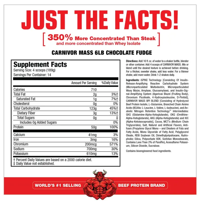 MuscleMeds Carnivor™ Mass 100% Beef Protein Mass Gainer Chocolate Fudge, 14 Servings 2