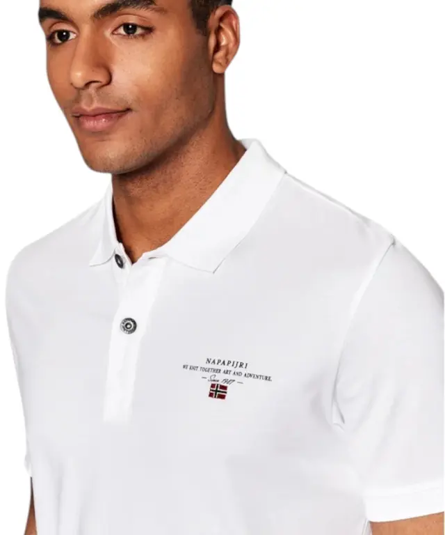 Napapijri - Ανδρική Μπλούζα Κοντομάνικη Polo Elbas Regular Fit NP0A4GB4-002 Λευκό - 2XL 3