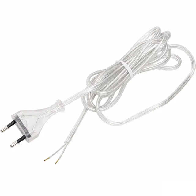 Flat Cord 3m 2×0.75mm² 2.5A 250V~ IP20 EU Plug Transparent