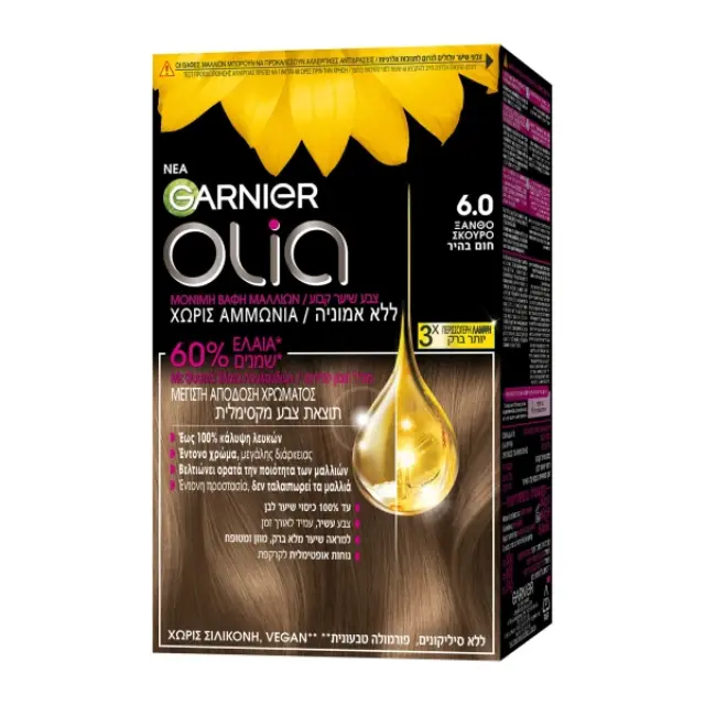 Garnier Βαφή Μαλλιών Olia Χωρίς Αμμωνία 60g - 6.0