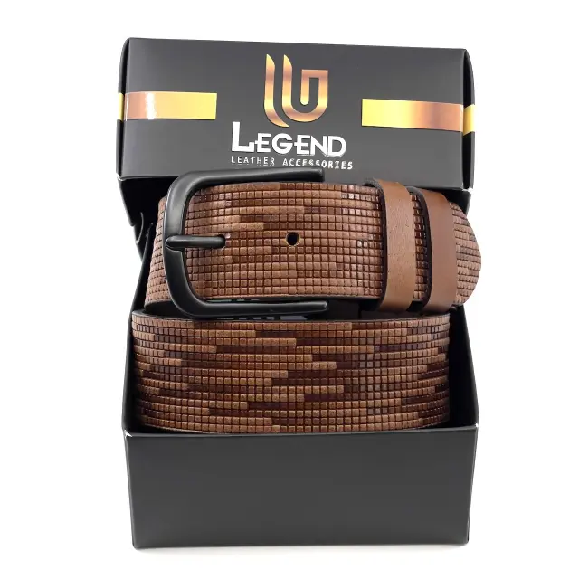 Ταμπά Δερμάτινη Ζώνη Full Grain με Μαύρη Αγκράφα 4 cm 3