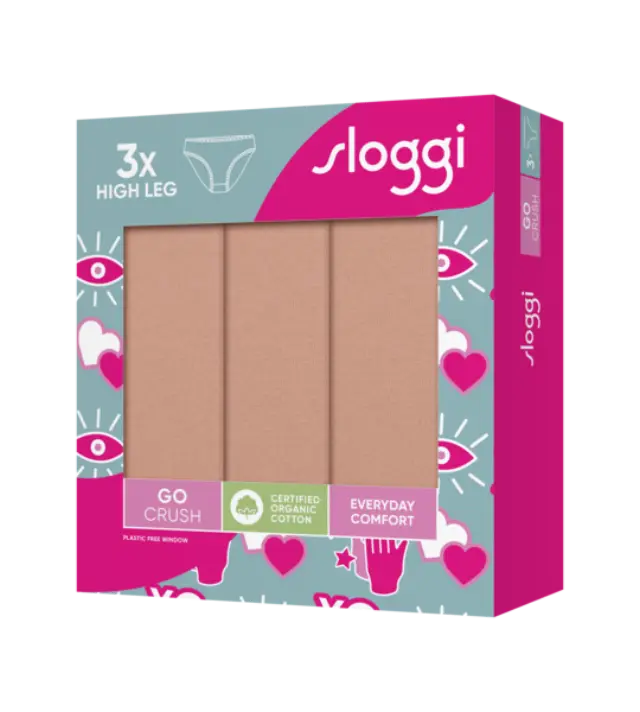 Sloggi Γυναικείο Slip GO Crush High Leg - Τριπλό Πακέτο, Χρώμα Cameo Brown