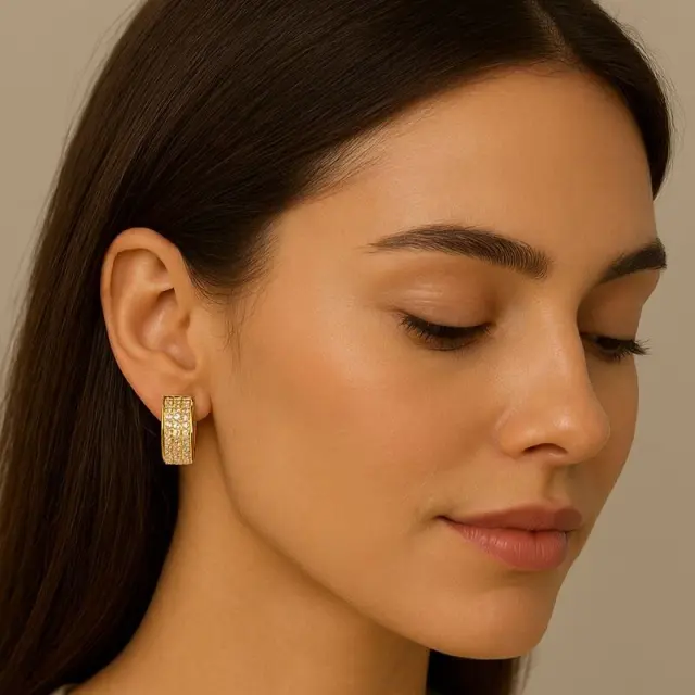 Ghetto Stylish Huggie Earrings Stainless Steel Gold
