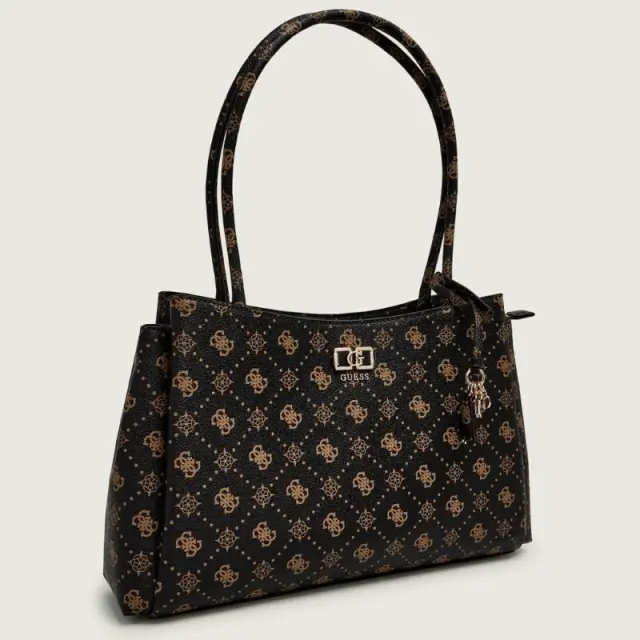 Guess - Γυναικεία Τσάντα Emelie Logo HWGP9928220-ESL Μαύρο Καφέ 2