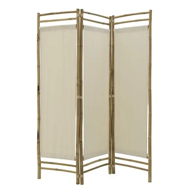 Παραβάν Μπαμπού/Ύφασμα Μπεζ/Φυσικό 135x3x160cm 3-50-236-0018