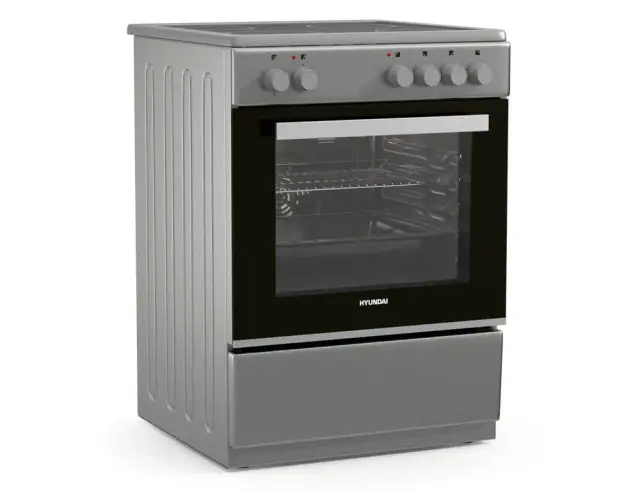 Κουζίνα Hyundai HCVC24V-7260VS/S με κεραμικές εστίες, χωρητικότητα φούρνου 69L, 5 λειτουργίες ψησίματος και ενεργειακή κλάση Α HCVC24V-7260VS/S