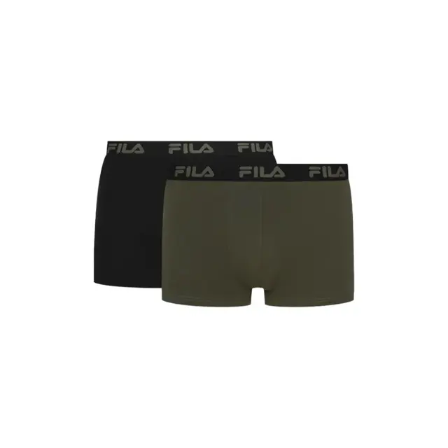FILA Ανδρικό Boxer Elastic Band - Διπλό Πακέτο, Χρώμα Μαύρο-Χακί