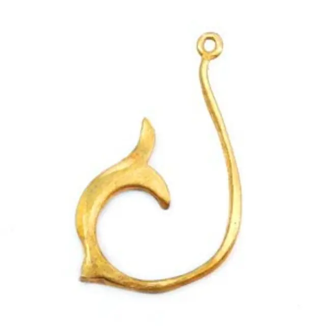 Μεταλλικό Χυτό Μοτίφ Ουρά Φάλαινας, 24K Gold Plated, 20x34mm - 1τεμ