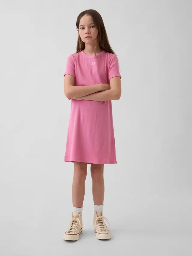 Παιδικό Gap Logo Rib Φόρεμα french pink